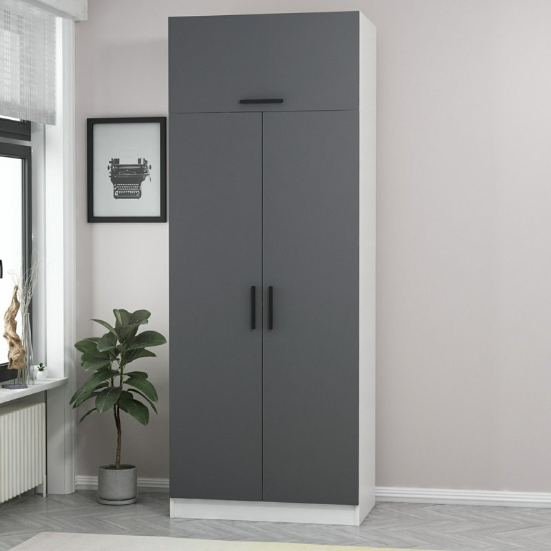 Armoire moderne anthracite 35,4 po x 100,4 po x 20,5 po | 100% panneau de particules enduit de mélamine, épaisseur: 0,71 pouce | Solution de rangement élégante pour chambre à coucher et garde-robe, design durable et élégant