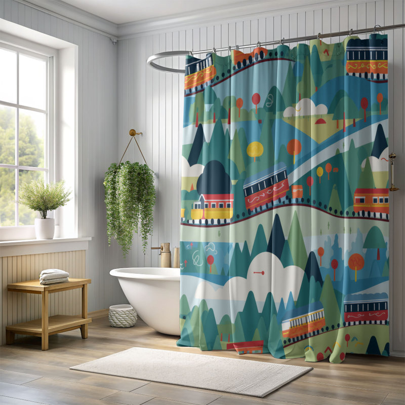 Wacky Train - Premium Shower Curtain, 74"H x 71"W