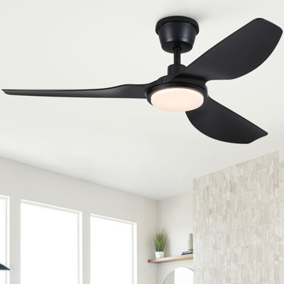 Ventilateur de plafond 52 pouces étanche IP66, moteur à courant continu silencieux certifié ETL & DOE, 3 pales ABS, 6 vitesses réversibles, double télécommande et commande murale pour porche de patio.
