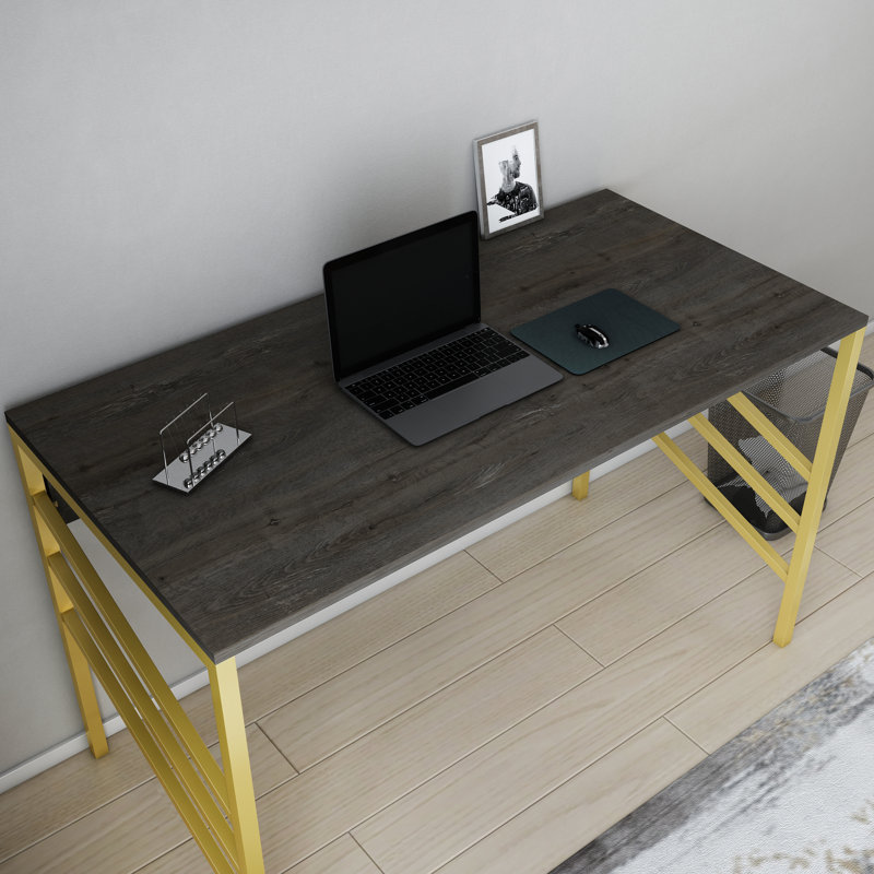 Writing Desk, Dark Brown/Gold