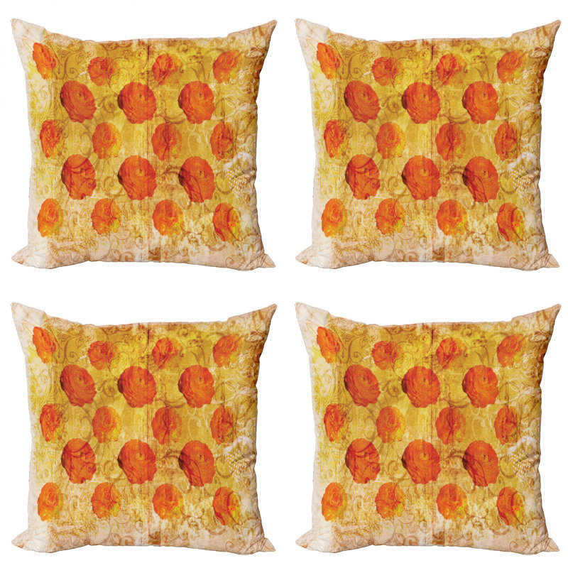 Ensemble de 4 coussins décoratifs Ambesonne Burnt Orange Burnt, 16 po x 1 po