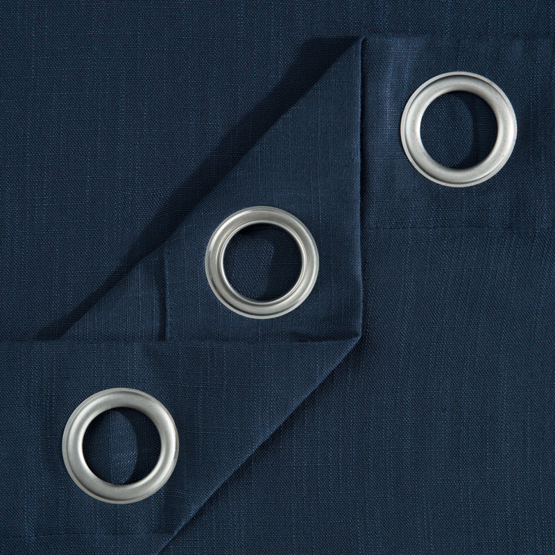 Monge Solid Semi Sheer Grommet Curtain Panels, 52" W x 84" L, Navy