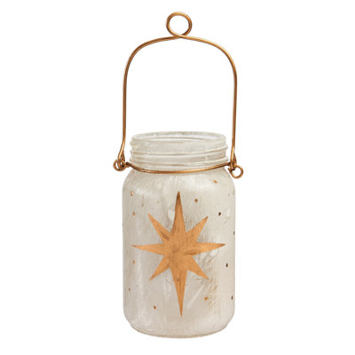 Pot de mason à del en verre peint à la main crèche