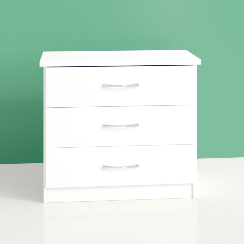 Cascio 3 Drawer Chest Of Drawers, White Gloss