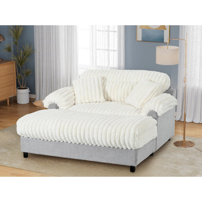 Faux Rabbit Fur Upholstered Chaise Lounge Sofa