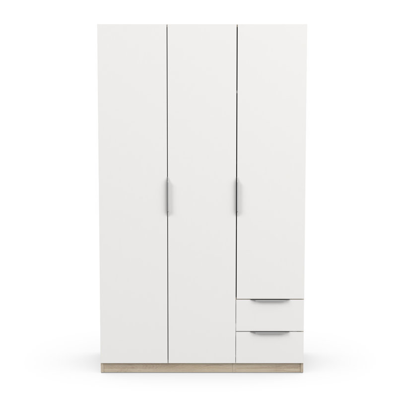 Nooran 3 Door Manufactured Wood Wardrobe, Brown/White