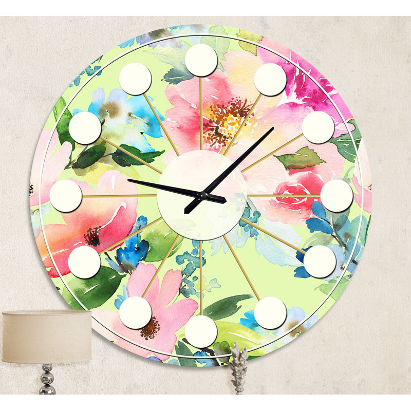 Horloge murale Floral Botanical Retro IV - Mid-Century, Moyenne