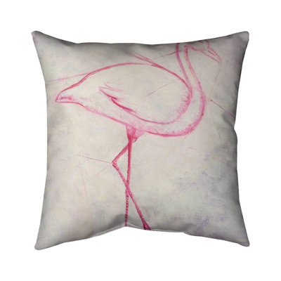 Flamingo sketch - 16"x16" Throw pillow cover - Poly twill - Print on demand