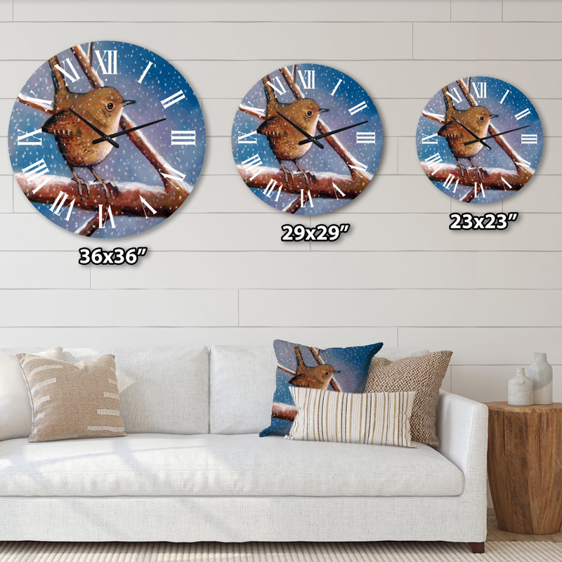 Wren In Winter - Horloge murale, Surdimensionné