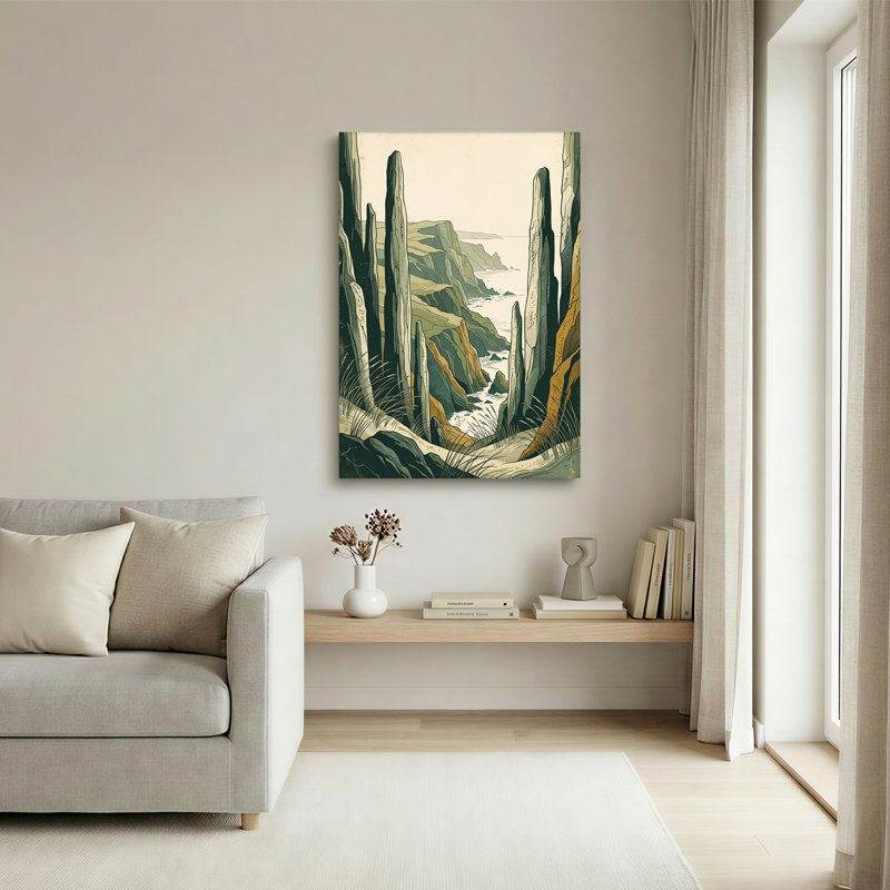 Art mural sur toile vert et brun, H 36 po x l 24 po