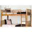 Lit simple superposé au-dessus de style transitionnel en chêne avec lattes, rangement sous le lit et convertible en deux lits élégants, construction en bois franc massif, design réversible
