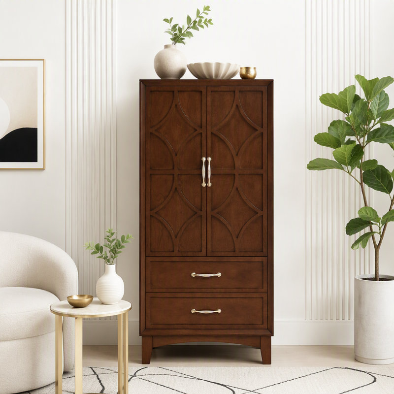 Garde-manger de 53,5 po de hauteur avec portes et tiroirs, Noyer