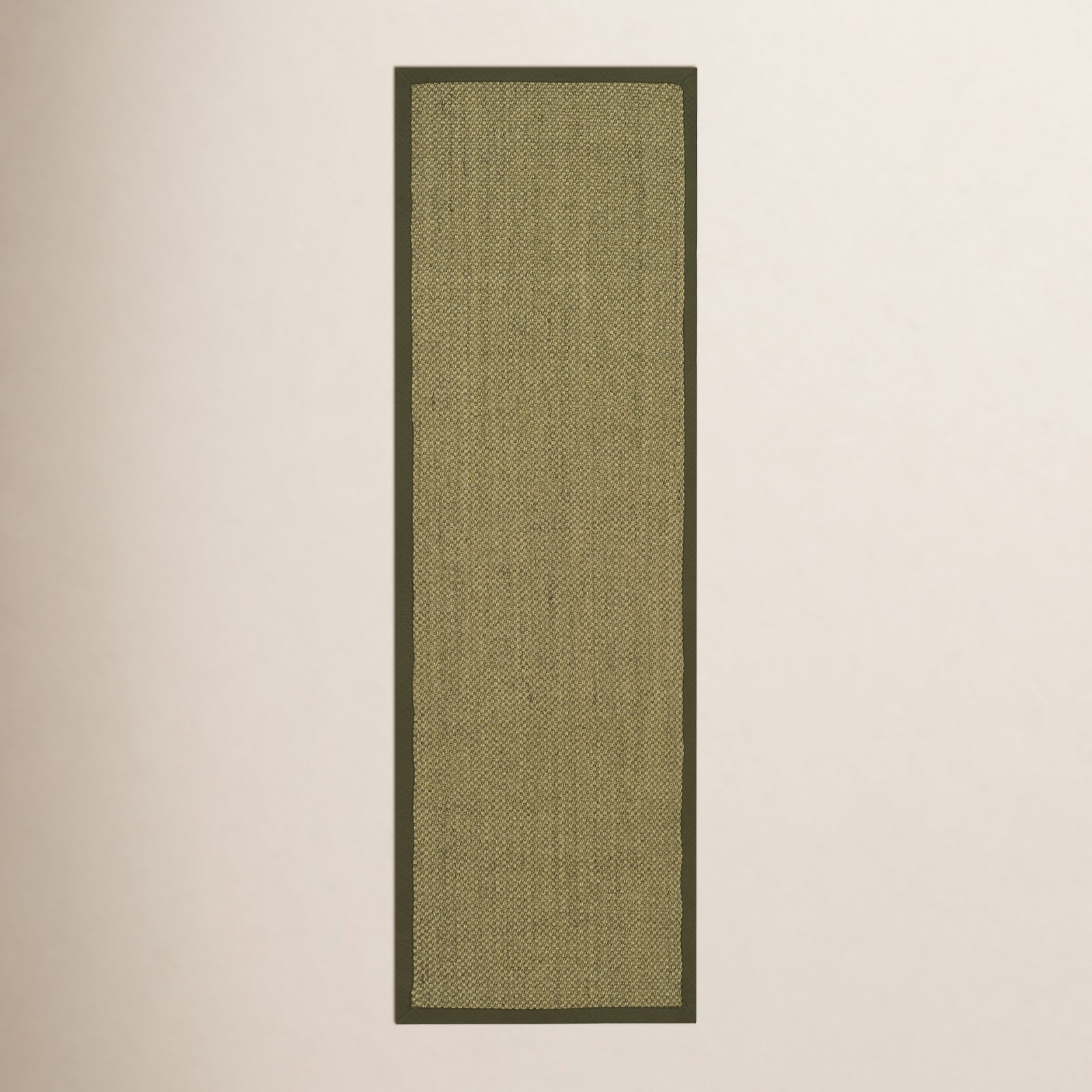 Beige Green Floral Jute Rug, Runner 2'6" x 14'