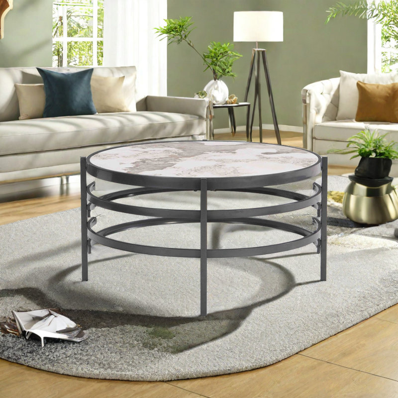 Iztok Stone Top Single Coffee Table, Gray