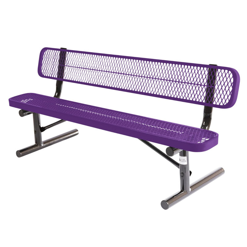 Bench, Textured Black, Expanded, 6Ft, With Back, Portable, 6ft With-Back Portable, Expanded, Textured Purple