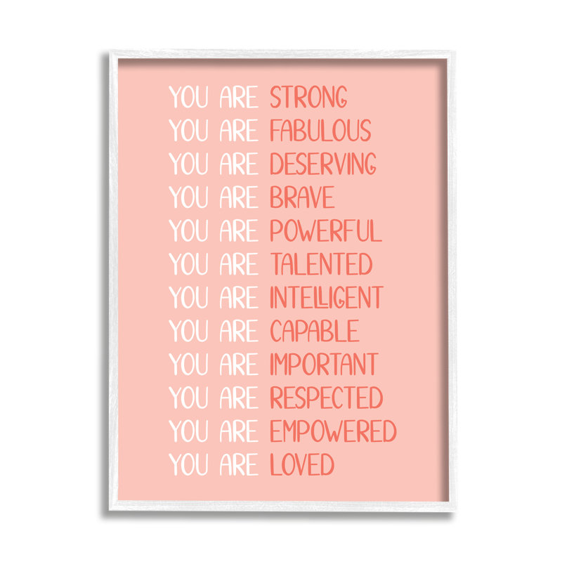 "You Are Positivité", art textuel sur toile, H 14 po x l 11 po x P 1,5 po, Giclée encadrée blanc bord de mer