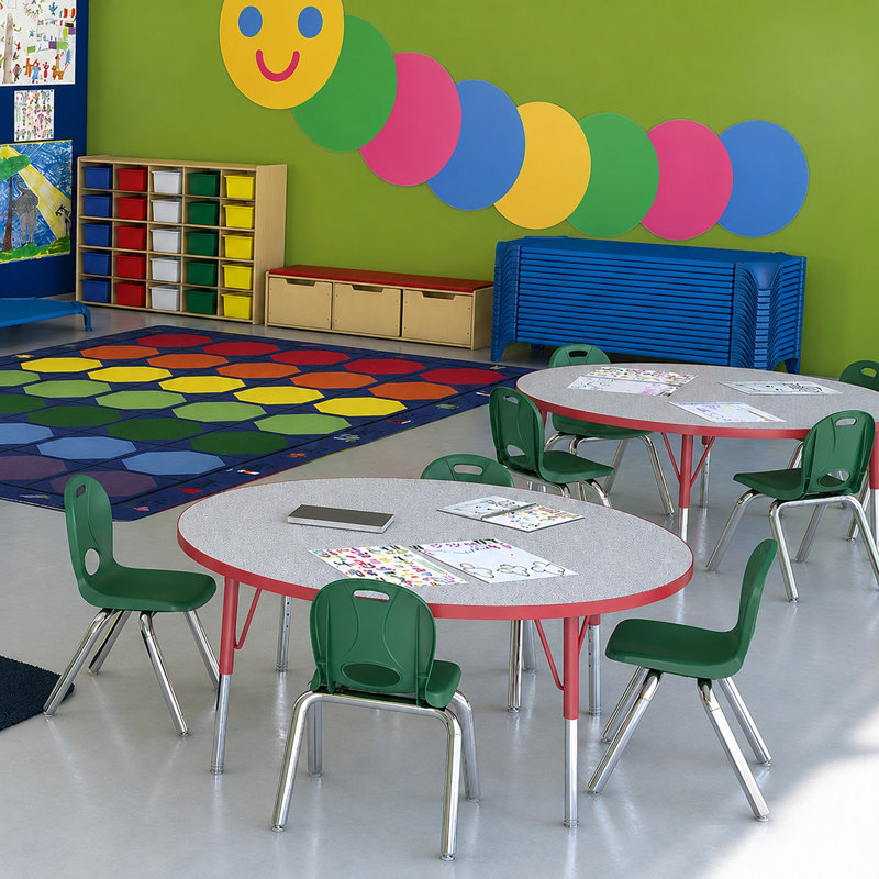 Structure Series Plastic Stacking Classroom Chairs with Contoured Seats (Set of 4), Vert, 12 po, 4