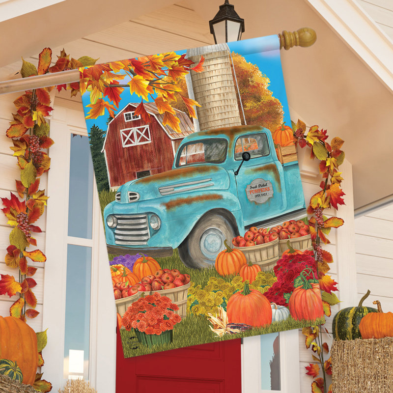 Fresh Picked Pumpkins Fall House Flag