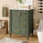 24" Bathroom Vanity with Ceramic Sink & Soft-Close Door & 3 Drawers - Green-7260062