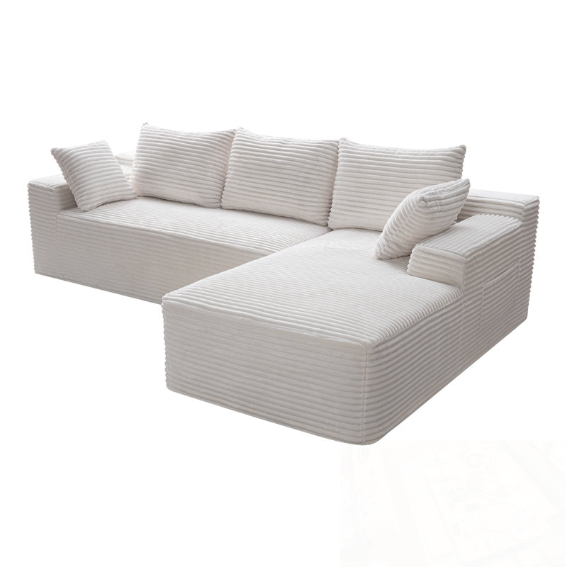 Canapé modulaire Cloud avec méridienne en L, Blanc
