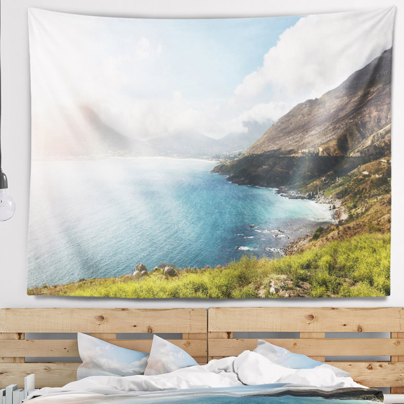 Abstrait hout bay vue de chapman's peak tapestry, H 50 po x l 60 po