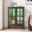 Armoire de rangement en verre avec pieds Cabriole et 2 tablettes réglables - Buffet à porte grillagée avec loquet magnétique