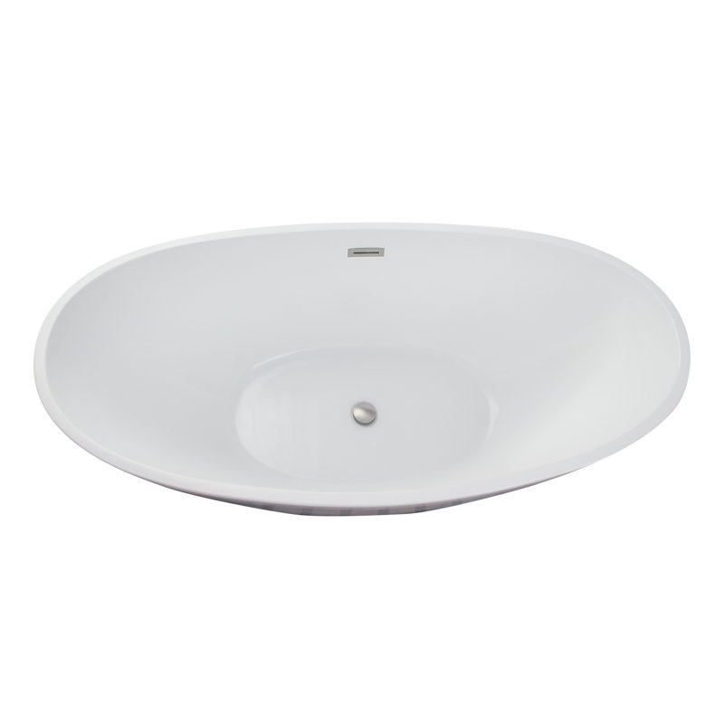 Newman 62'' x 30.5'' Soaking Acrylic Bathtub, Brushed Nickel