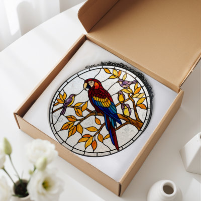 Panneau de vitrail 12 "H Parrot Birds