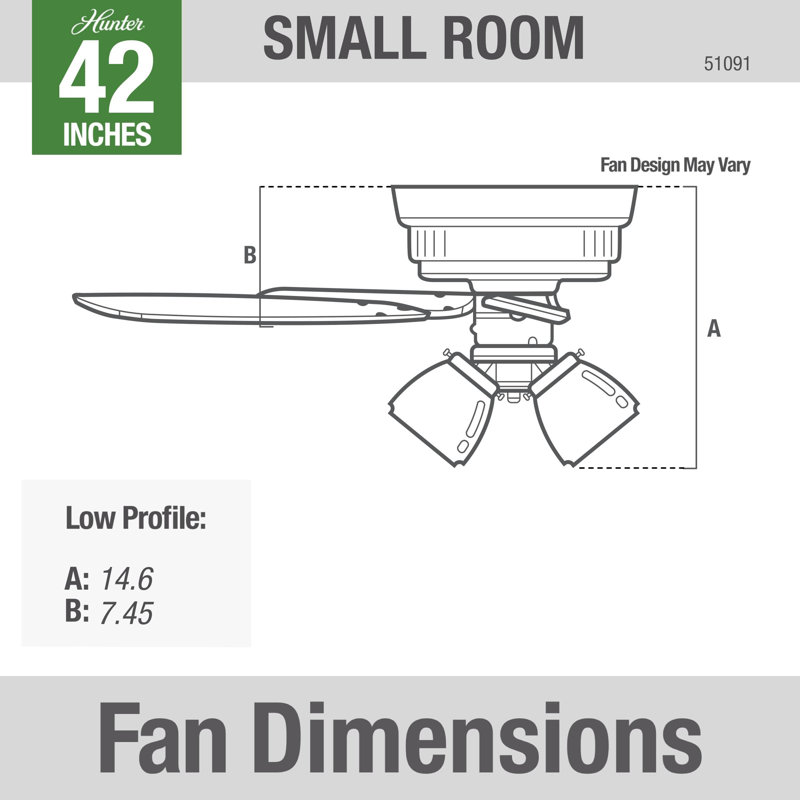 42" Bronze Low Profile Ceiling Fan with LED Light Kit