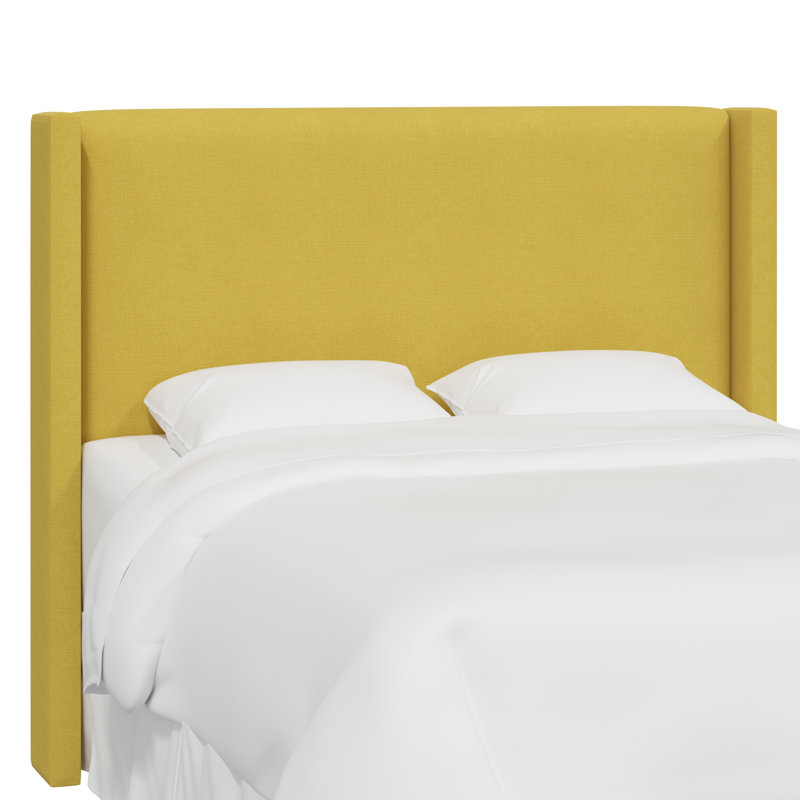 Tête de lit tapissier à oreilles Bakri,  Lin ocre, Grand