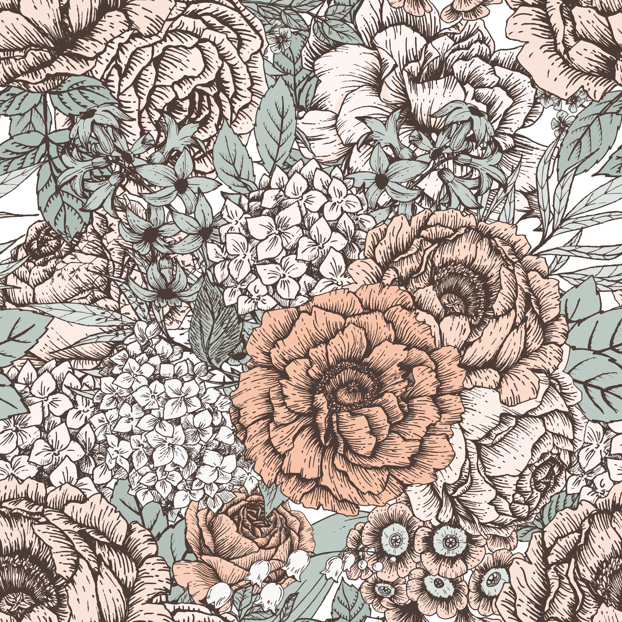 Vintage Style Floral Pattern Flowers Luxury Modern Wallpaper - Etsy