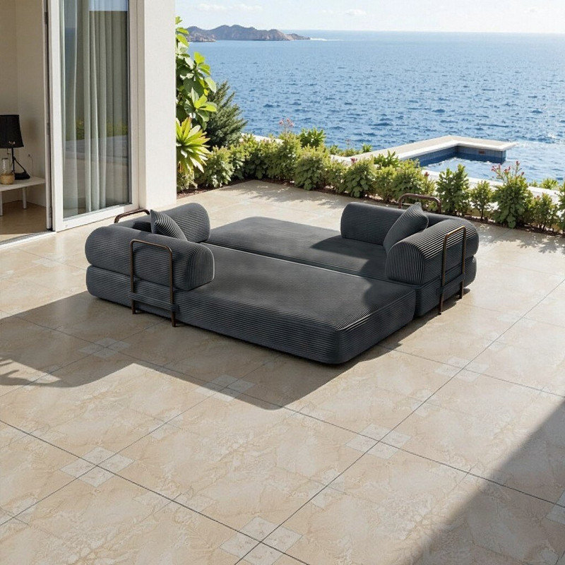 Canapé-lit modulaire 3 en 1 3 pièces, Gris