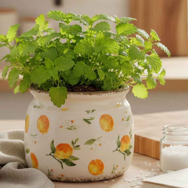 Pot de fleurs et vase en céramique Adairsville Country Cottage, Citron