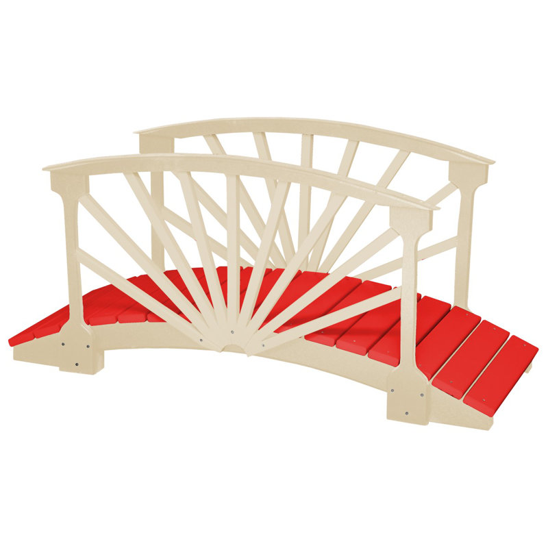 Poly Lumber Sunburst Garden Bridge, Red/Ivory