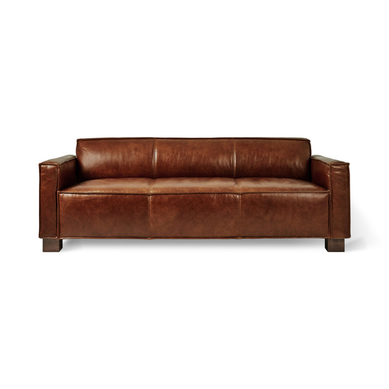 Canapé Cabot, Cuir à équipement véritable brun