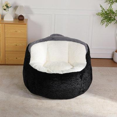 Boneless Bean Bag Chairs,Multicolor Faux Fur Couch Filled With Shredded Sponge,Large Lounger Sofa For Living Room,No Assembly Required