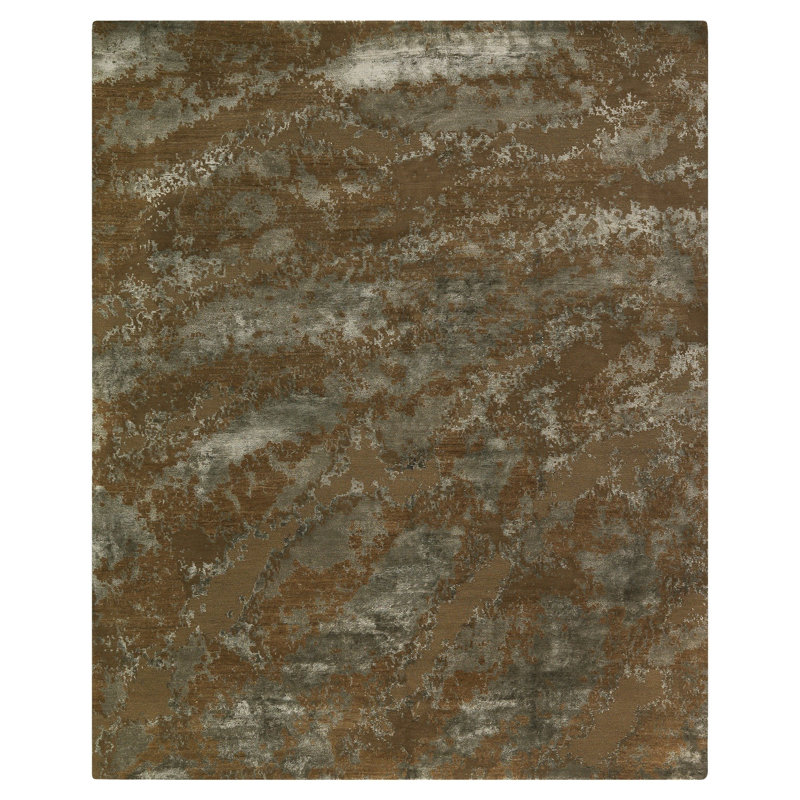 Nature Rocks Abstract Area Rug in Brown/Gray, Rectangle 5'6" x 8'6"