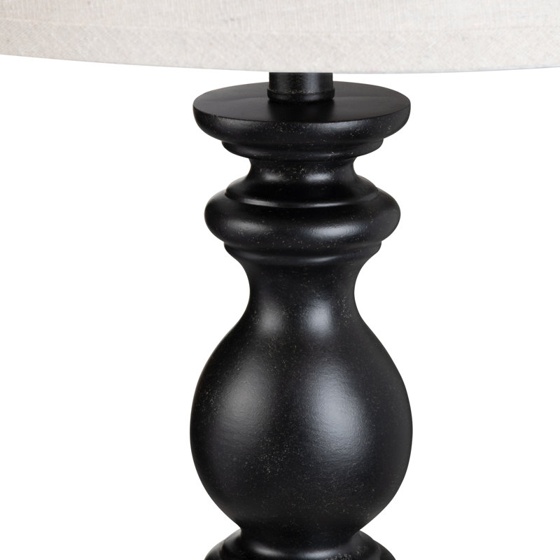 Set Of 2 With Light Undertone Resin Table Lamp With Shade, Black, Oatmeal