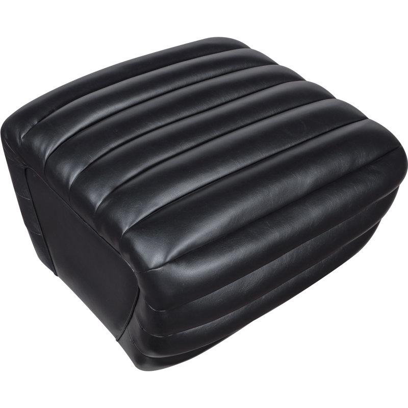 Vega Leather Ottoman, Black Vegan Leather