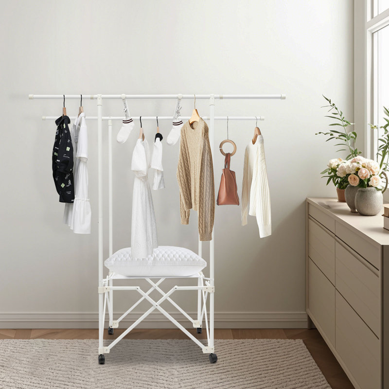 Foldable Clothing Rack Clothes Drying Rack, White