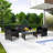 4PCS Patio Rattan Furniture Set Cushioned Chair Sofa Table Black