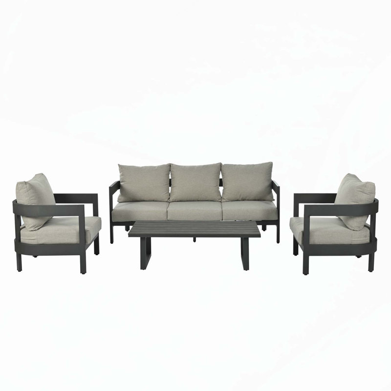 High-Quality Outdoor Seating Set with Thick Cushions and Sturdy Materials, Light Gray