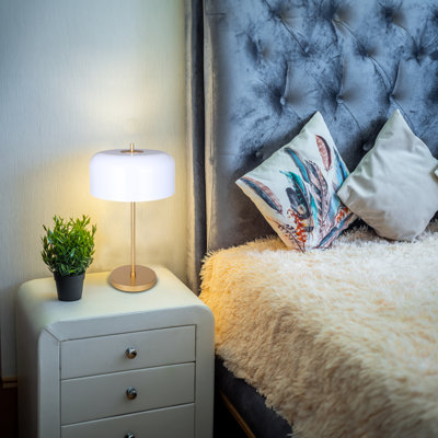 Aleysia 23 In. Gold Table Lamp With Matte White Metal Shade And Line Switch