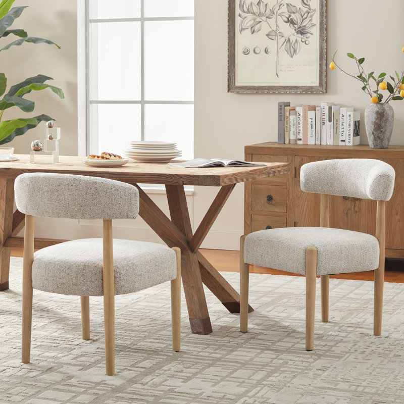 Upholstered Side Dining Chair (Set Of 2), Beige/Brown