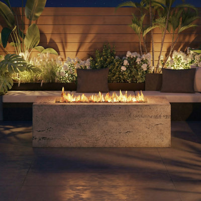 Abdel Outdoor Rectangular Propane Fire Pit with Waterproof Cover for Courtyard,Lawn,Patios