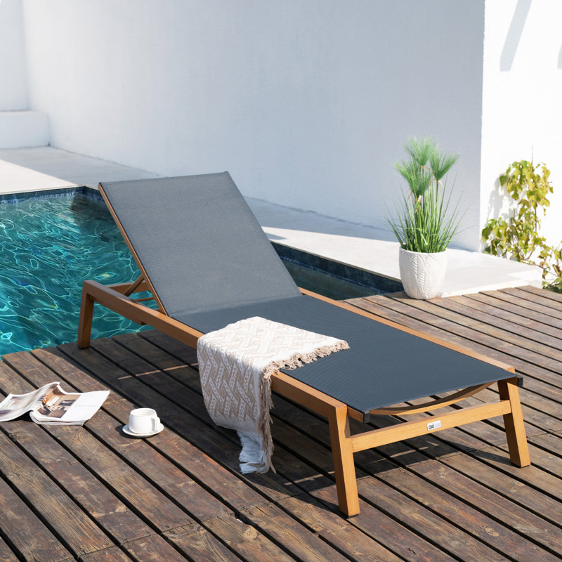 192cm Long Reclining Single Chaise with Cushions, Dark Grey
