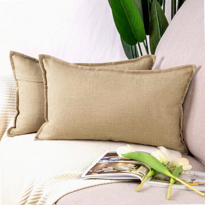 Luxe Linen Taupe Pillow Covers - Set of 2 | Soft Decorative Cushion Shell for Sofa & Bedroom Décor | Throw Pillowcase