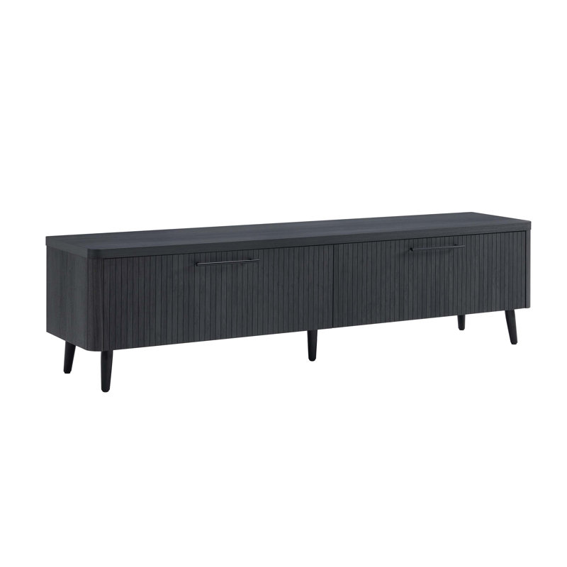 Jodie 68.9" Mid-Century Modern 2-Drawer TV Stand for TVs up to 75" in Charcoal Gray, Charcoal Gray