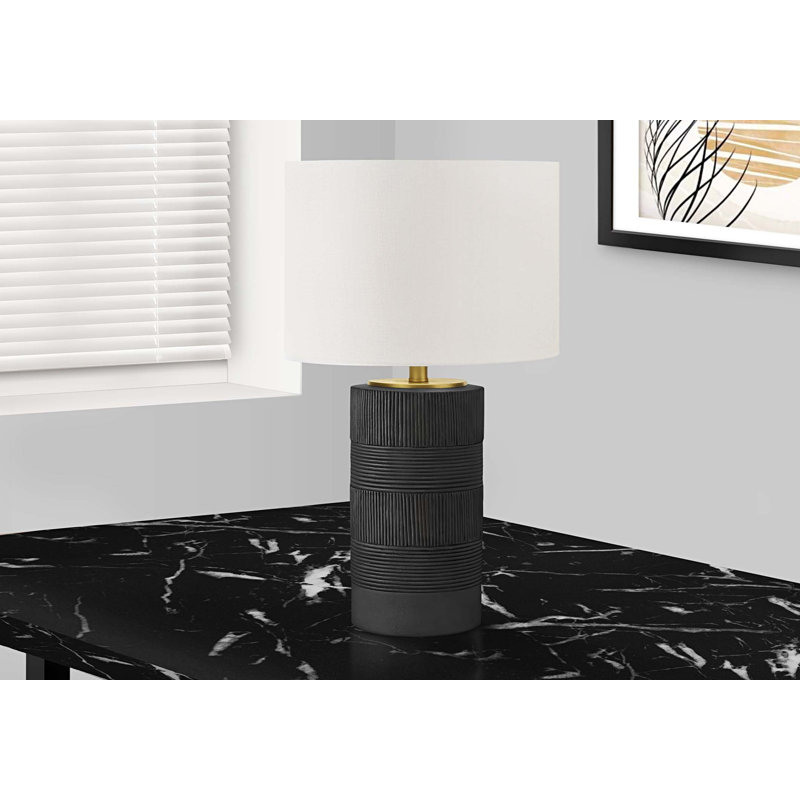 Lighting, 24 po, lampe de table, résine noire, abat-jour ivoire / crème, contemporain