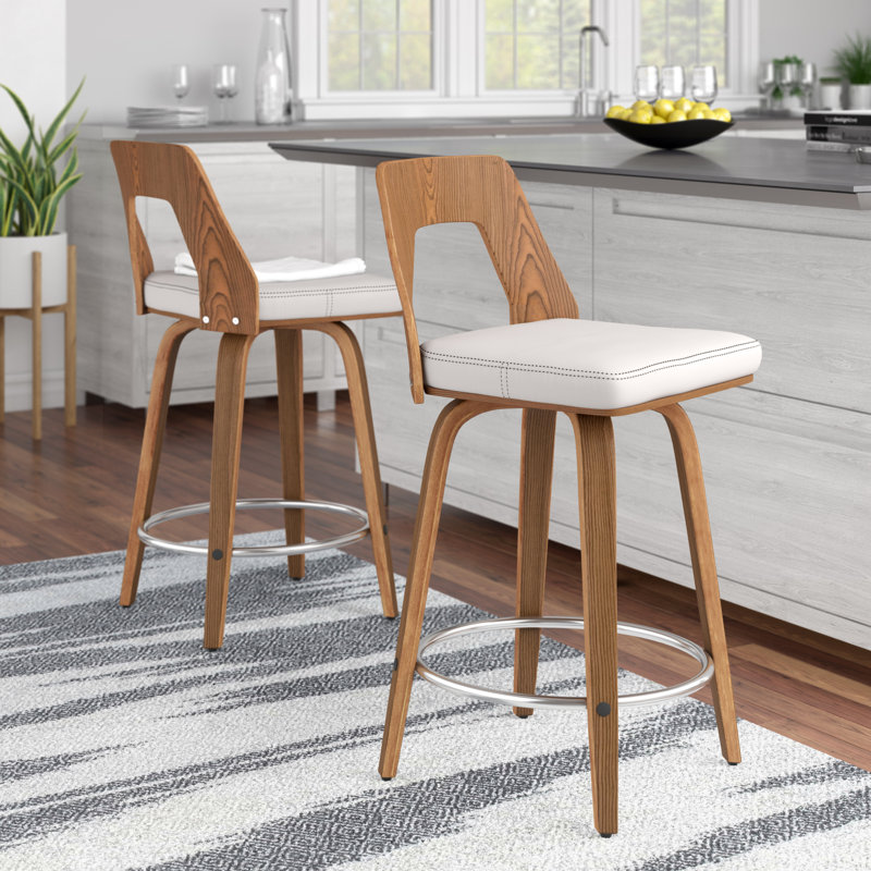 Bezu Swivel Upholstered Counter Stool, Cream, Counter Stool (24" Seat Height)
